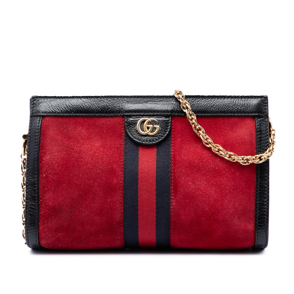 Pre-Loved Gucci Small Suede Web Ophidia Chain Crossbody